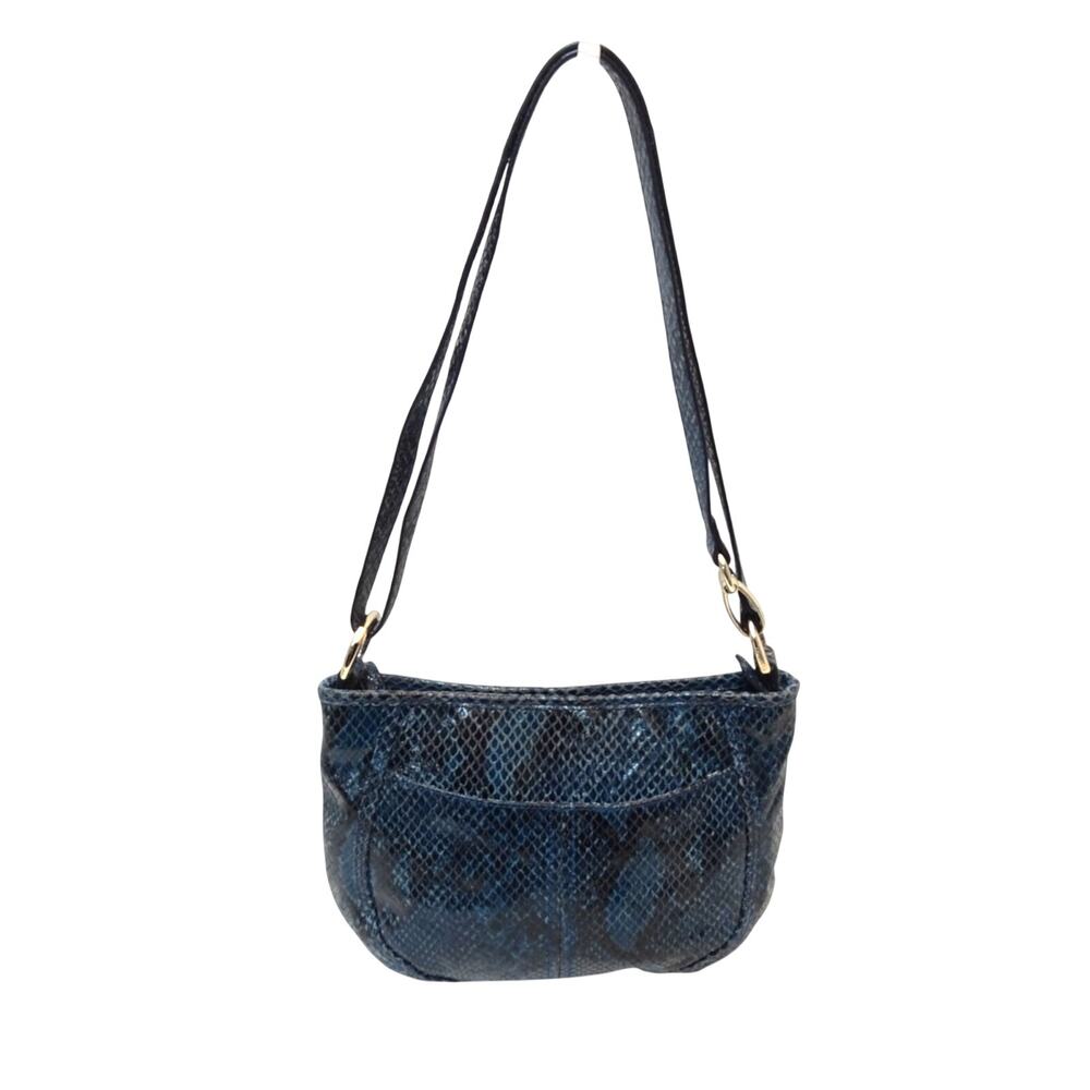 Bruce Makowsky Blue Snakeskin Genuine Leather Crossbody – Gold Hardware